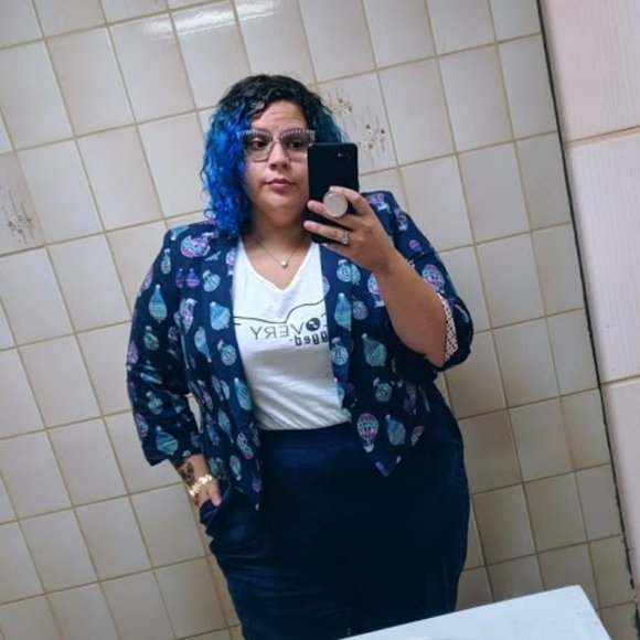 ModCloth Blue Hot Air Balloon Cropped Blazer - Picture 2 of 5